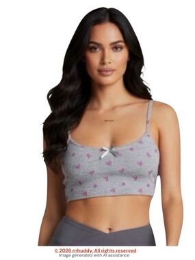 Playboy for PacSun XS grey/pink waffle bralette